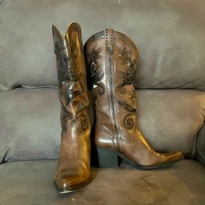 Carlos by Carlos Santana Slinger brown leather western cutout boot 7.5